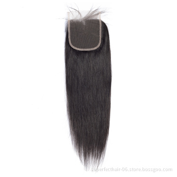 4X4  Closure 100% Virgin Raw Indian Unprocessed Human Hair Swiss Transparent Lace Closure